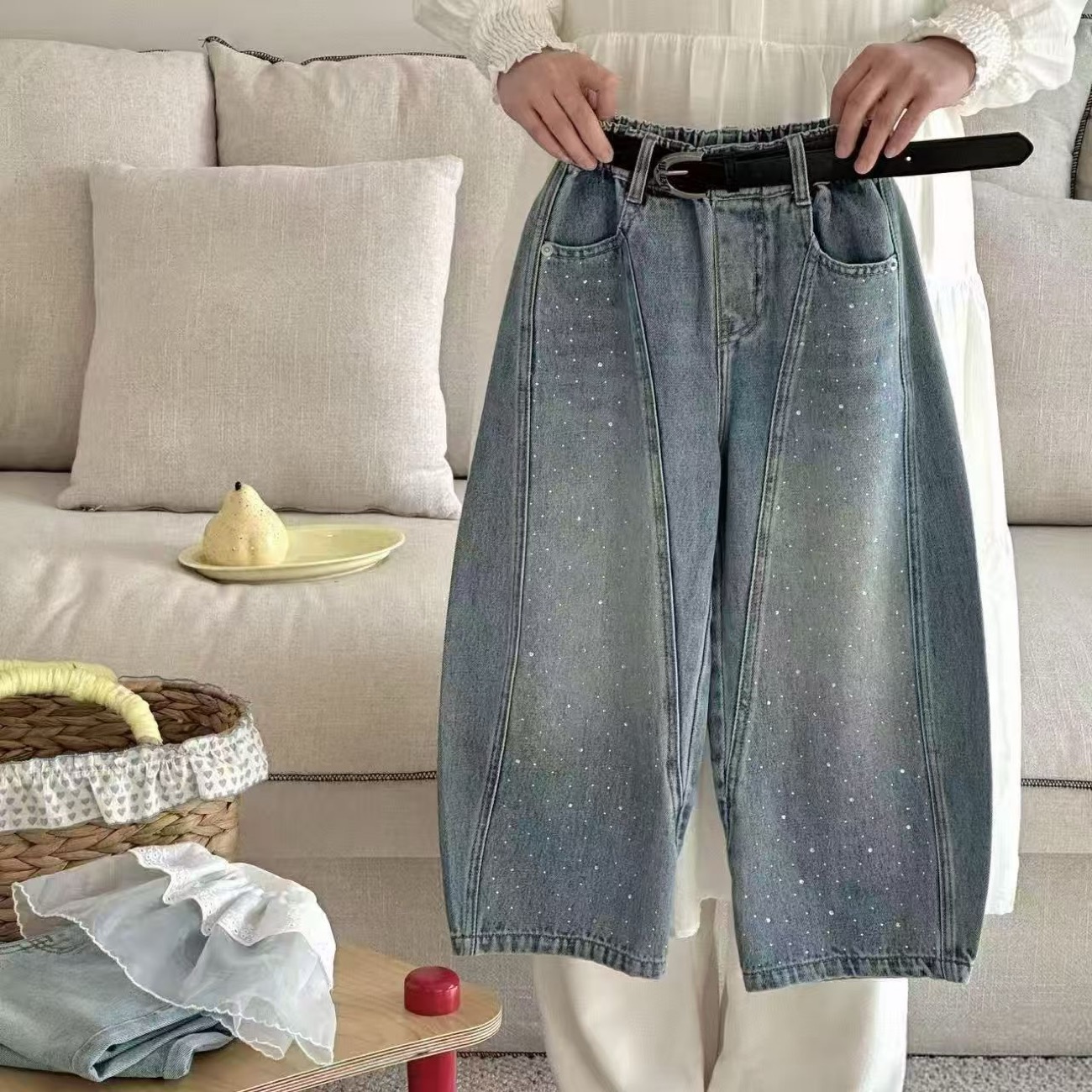 Children Rhinestone Jeans