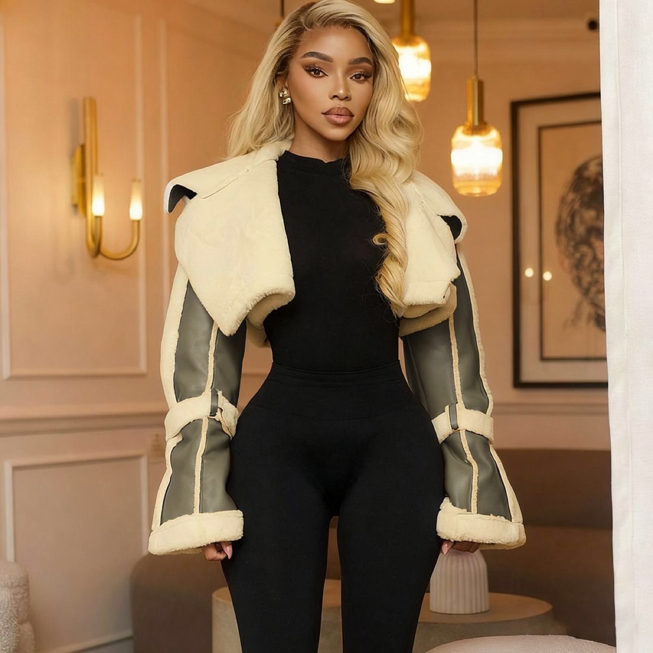 Leather and fur jacket  variation 2